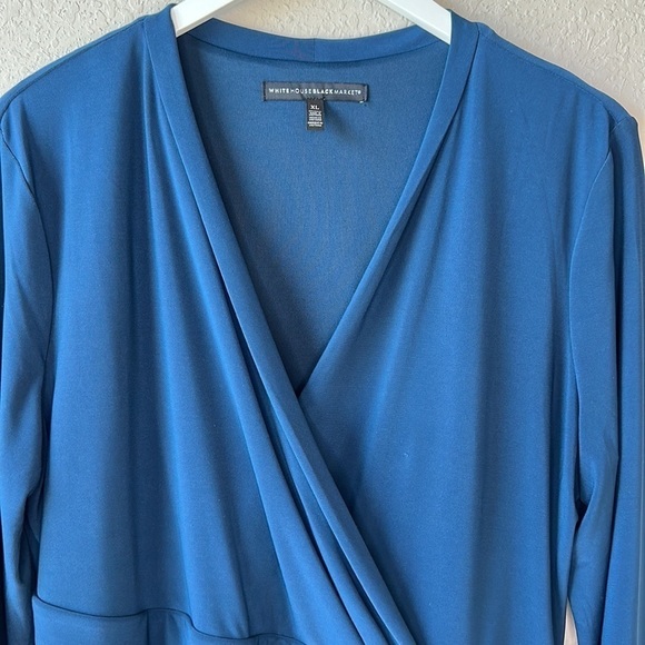 Elegant Blue Wrap Top - Picture 2 of 13